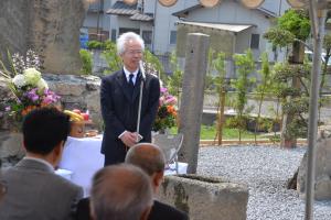 清水寺住職坂井さんのスピーチ風景