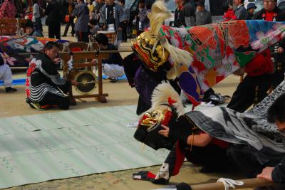 筆岡公民館まつり弘田上組獅子組獅子舞写真1