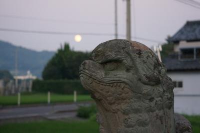 狛犬と月の写真1