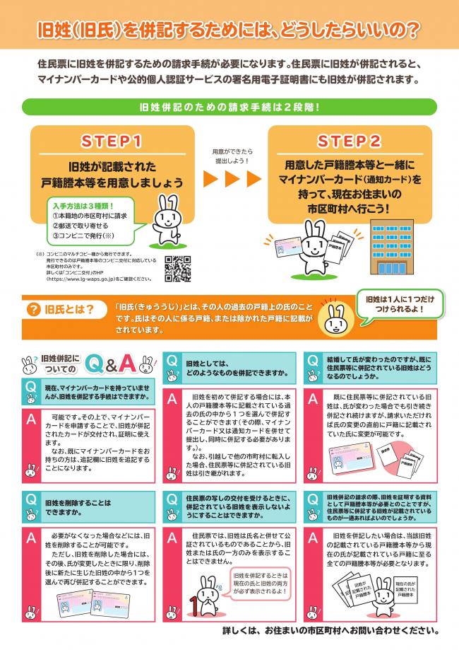 旧氏併記に関するパンフレット裏面